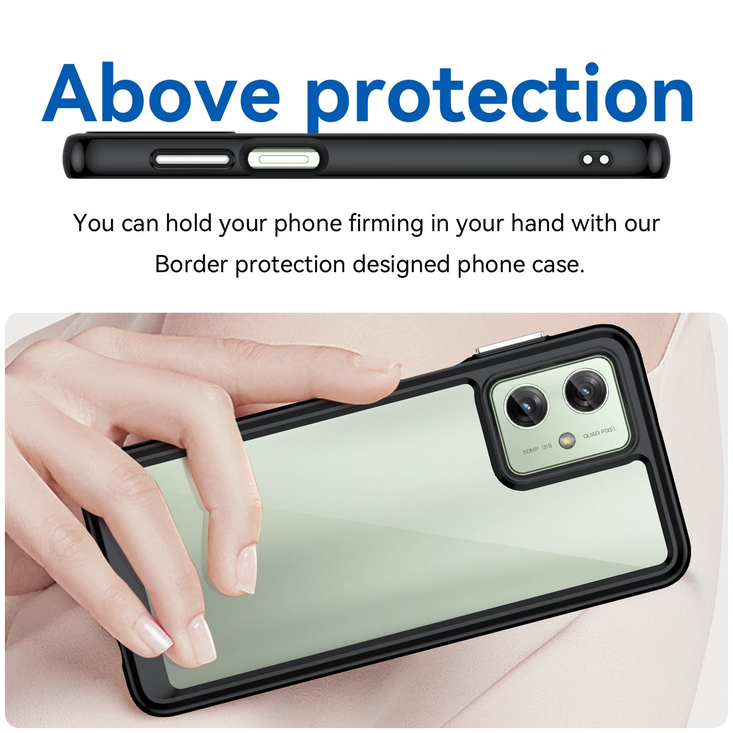 For Motorola Moto G54 5G TPU+Acrylic Case Clear Back Phone Cover - Black