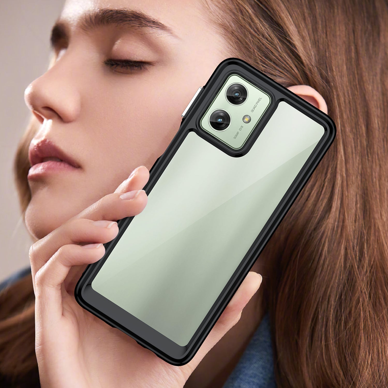 For Motorola Moto G54 5G TPU+Acrylic Case Clear Back Phone Cover - Black