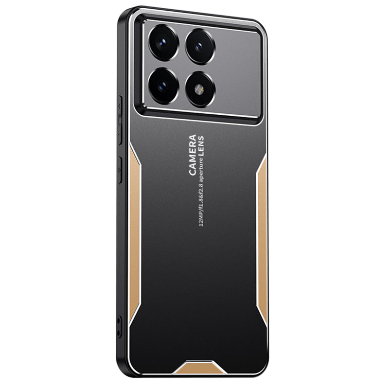For Xiaomi Redmi K70E 5G / Poco X6 Pro 5G Hybrid Phone Case Aluminum Alloy+TPU+PC Cover Protection Cover - Gold