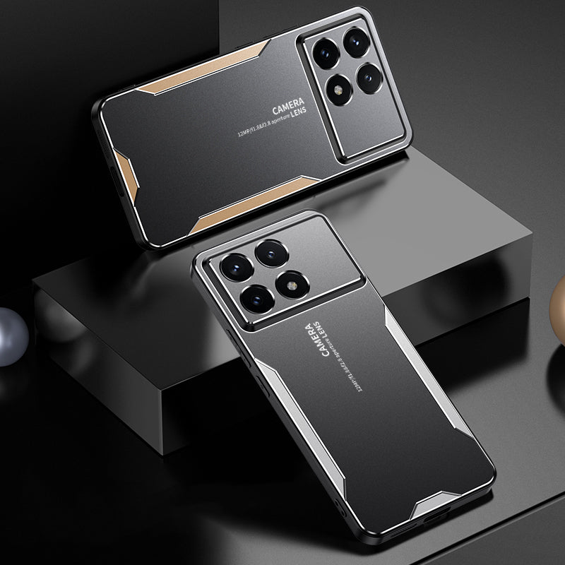 For Xiaomi Redmi K70E 5G / Poco X6 Pro 5G Hybrid Phone Case Aluminum Alloy+TPU+PC Cover Protection Cover - Gold