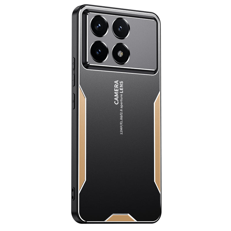 For Xiaomi Redmi K70 Pro 5G Case Slim-Fit PC+TPU+Aluminum Alloy Cell Phone Cover - Gold