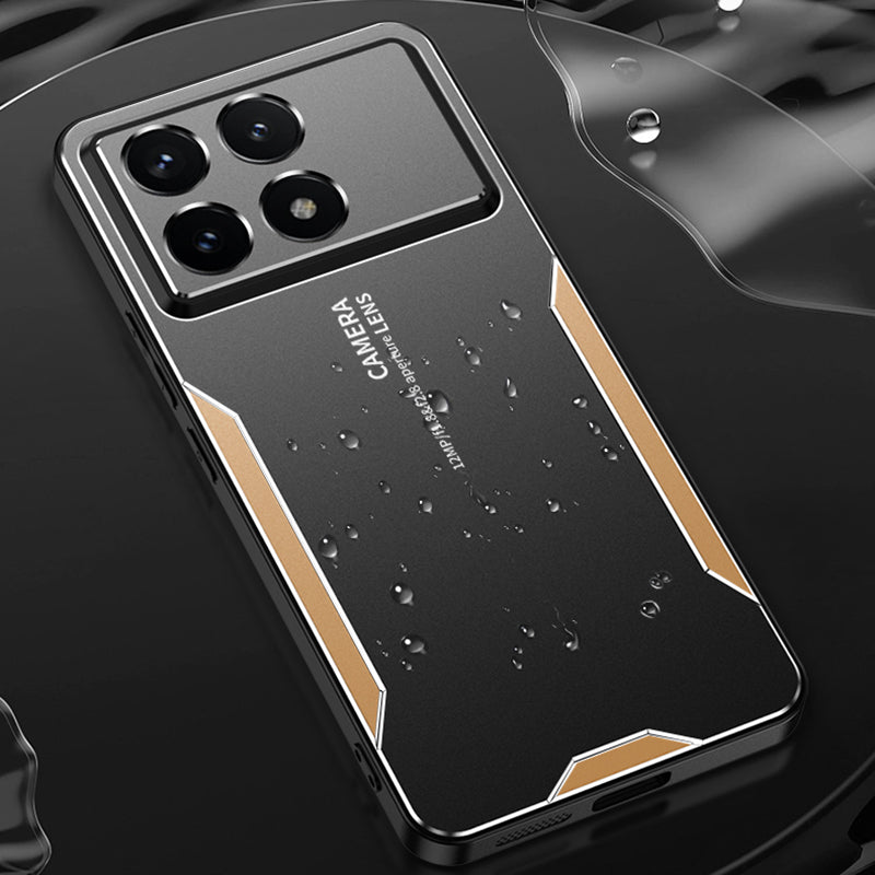 For Xiaomi Redmi K70 Pro 5G Case Slim-Fit PC+TPU+Aluminum Alloy Cell Phone Cover - Gold