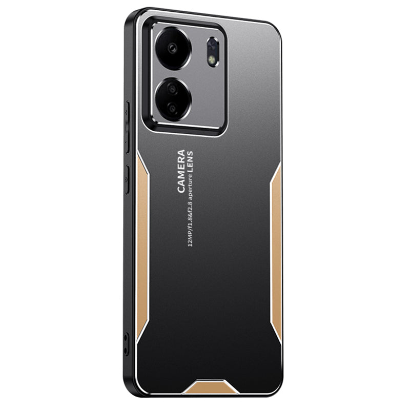For Xiaomi Redmi 13C 4G / Poco C65 4G Matte Phone Case Aluminium Alloy+PC+TPU - Gold