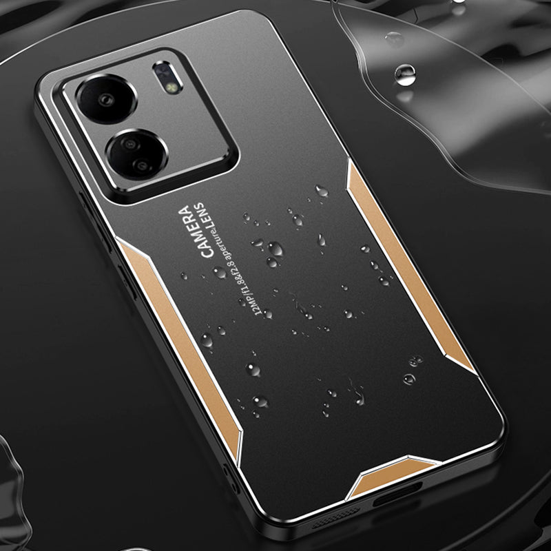 For Xiaomi Redmi 13C 4G / Poco C65 4G Matte Phone Case Aluminium Alloy+PC+TPU - Gold