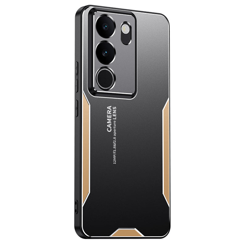 Matte Cover for vivo S17 5G Phone Case Aluminium Alloy+PC+TPU - Gold
