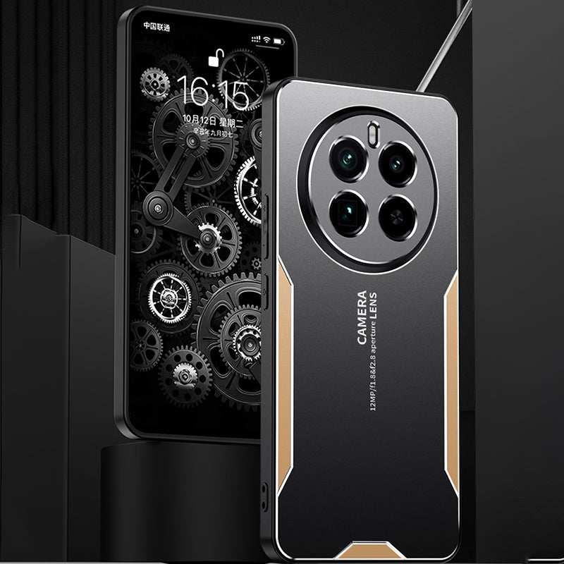 For Realme GT5 Pro 5G Phone Case Precise Lens Protection Metal Phone Cover - Gold