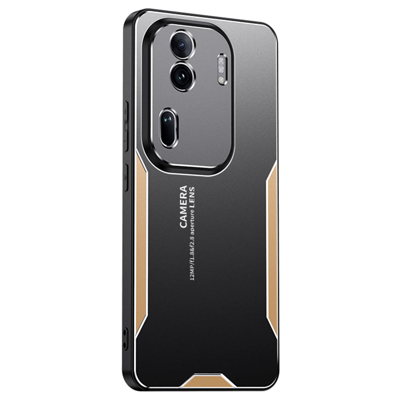 For Oppo Reno11 Pro 5G (Global) / Reno11 (China) 5G Phone Case Shockproof Military Aluminum Alloy Metal Cover - Gold