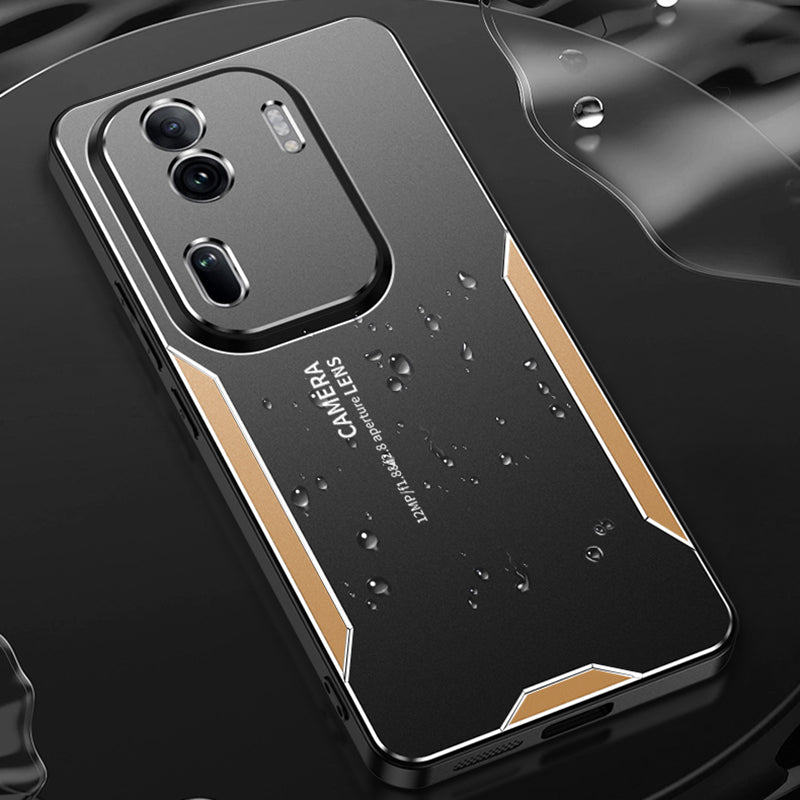 For Oppo Reno11 Pro 5G (Global) / Reno11 (China) 5G Phone Case Shockproof Military Aluminum Alloy Metal Cover - Gold
