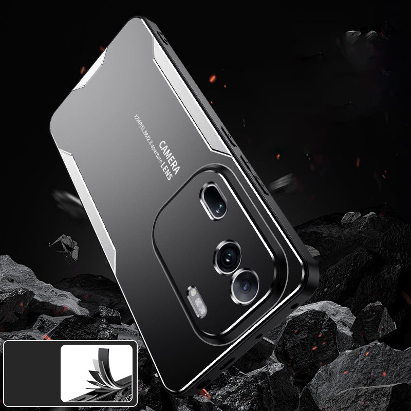 For Oppo Reno11 Pro 5G (Global) / Reno11 (China) 5G Phone Case Shockproof Military Aluminum Alloy Metal Cover - Gold