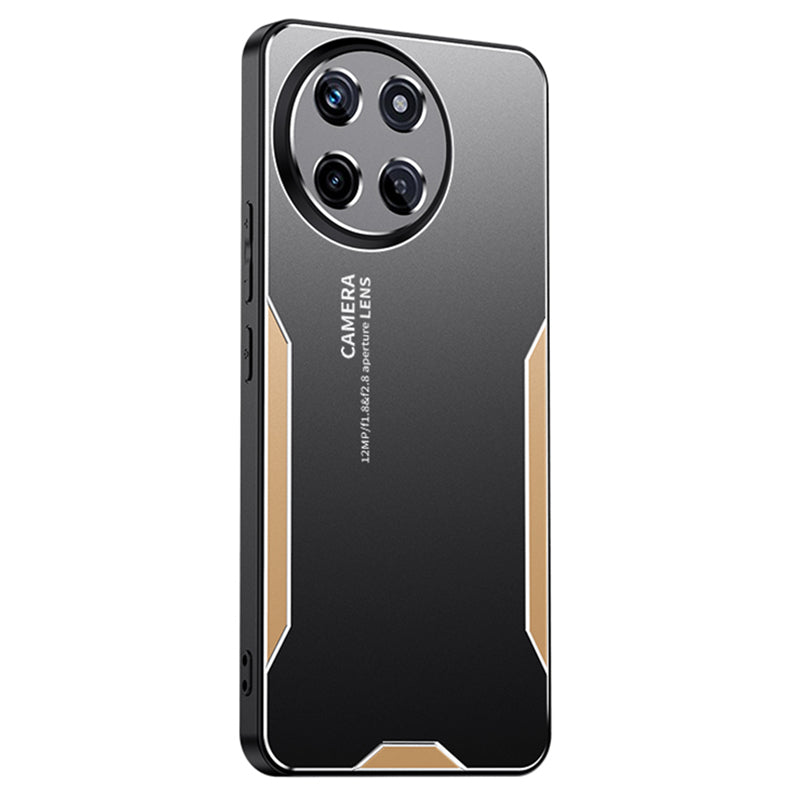 For Realme 11 4G (159.9x73.3x7.95mm) Case Tough Armour Aluminium Alloy+TPU+PC Phone Cover - Gold