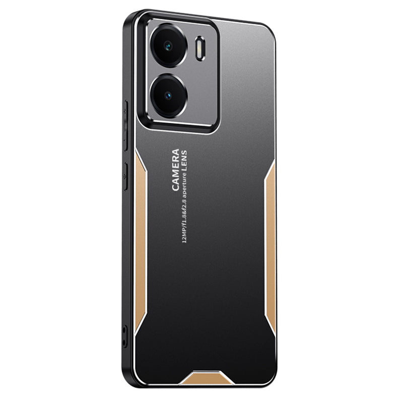 For vivo Y35 5G Metal Phone Case Military-Grade Drop Protection Cover - Gold