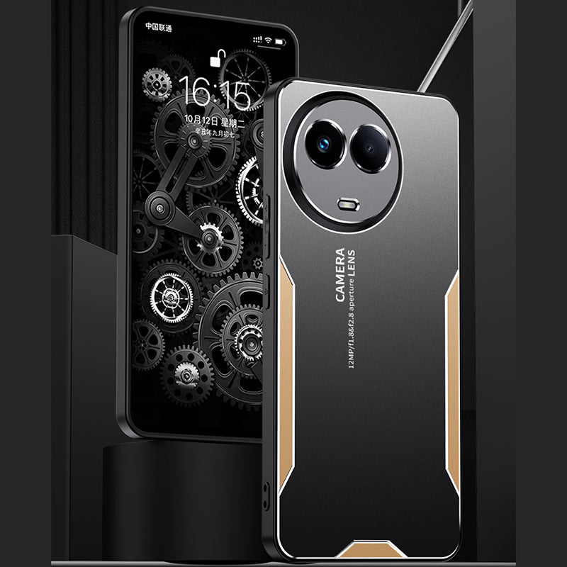 For Realme 11 5G (Global) Case Rugged Aluminium Alloy Phone Cover - Gold