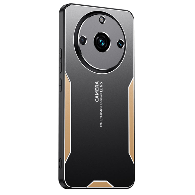 For Realme 11 Pro+ 5G Phone Case Aluminium Alloy+PC+TPU Shockproof Cover - Gold