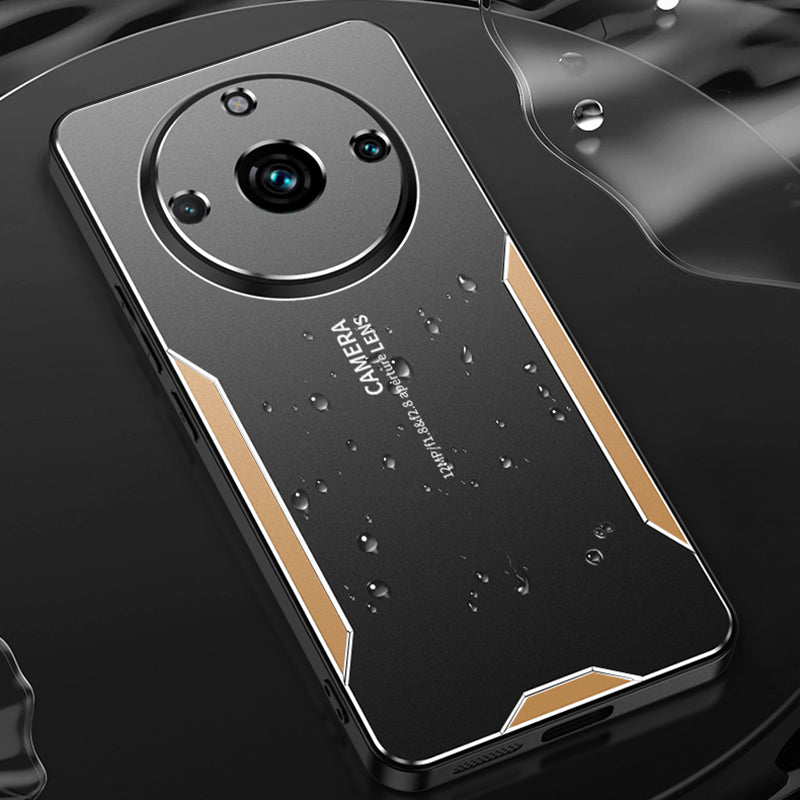 For Realme 11 Pro+ 5G Phone Case Aluminium Alloy+PC+TPU Shockproof Cover - Gold
