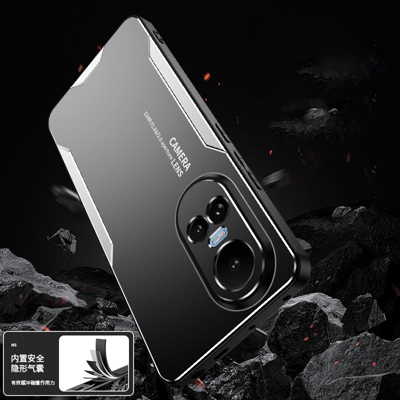 For Oppo Reno10 5G (Global) Phone Case Aluminium Alloy Back TPU Frame Protective Cover - Gold