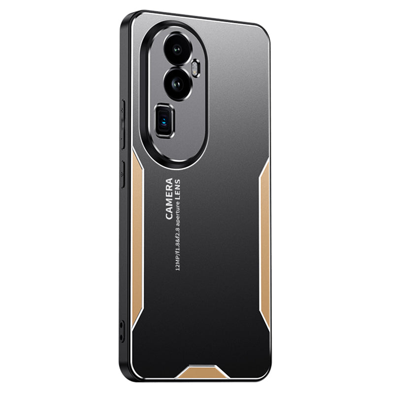For Oppo Reno10 Pro+ 5G Phone Case Precise Cut-outs Aluminium Alloy Matte Back Cover - Gold
