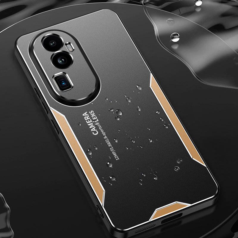 For Oppo Reno10 Pro+ 5G Phone Case Precise Cut-outs Aluminium Alloy Matte Back Cover - Gold
