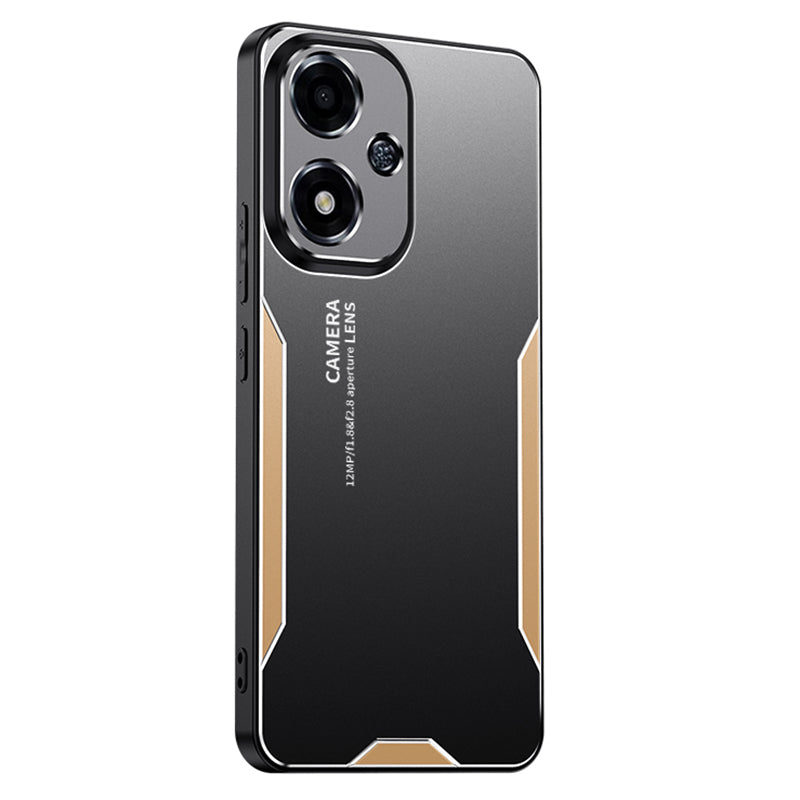 For Oppo A2m 5G Phone Case Aluminium Alloy+PC+TPU Cover Shock Absorption - Gold