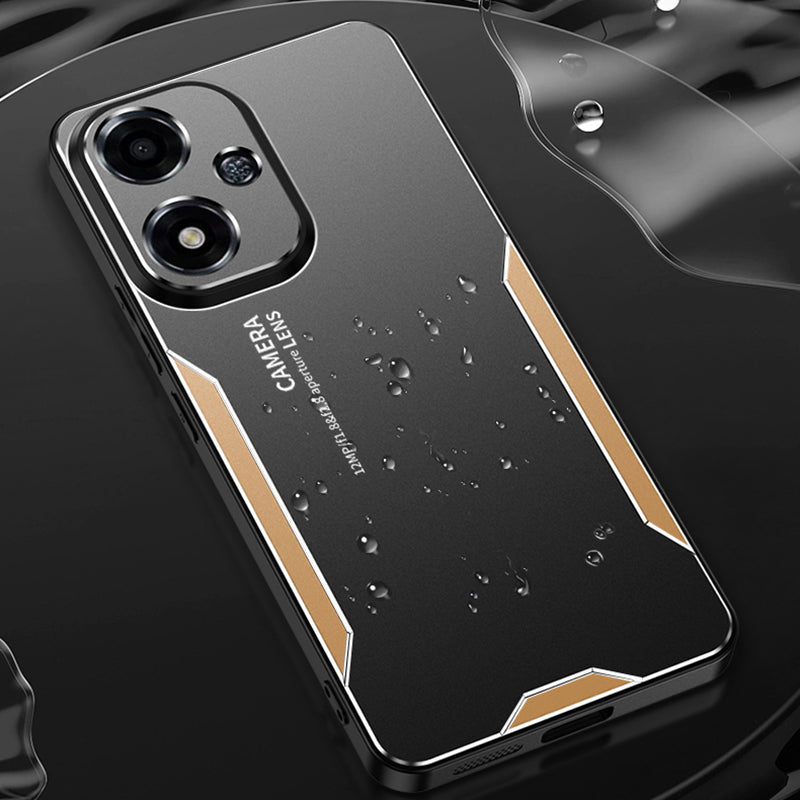 For Oppo A2m 5G Phone Case Aluminium Alloy+PC+TPU Cover Shock Absorption - Gold