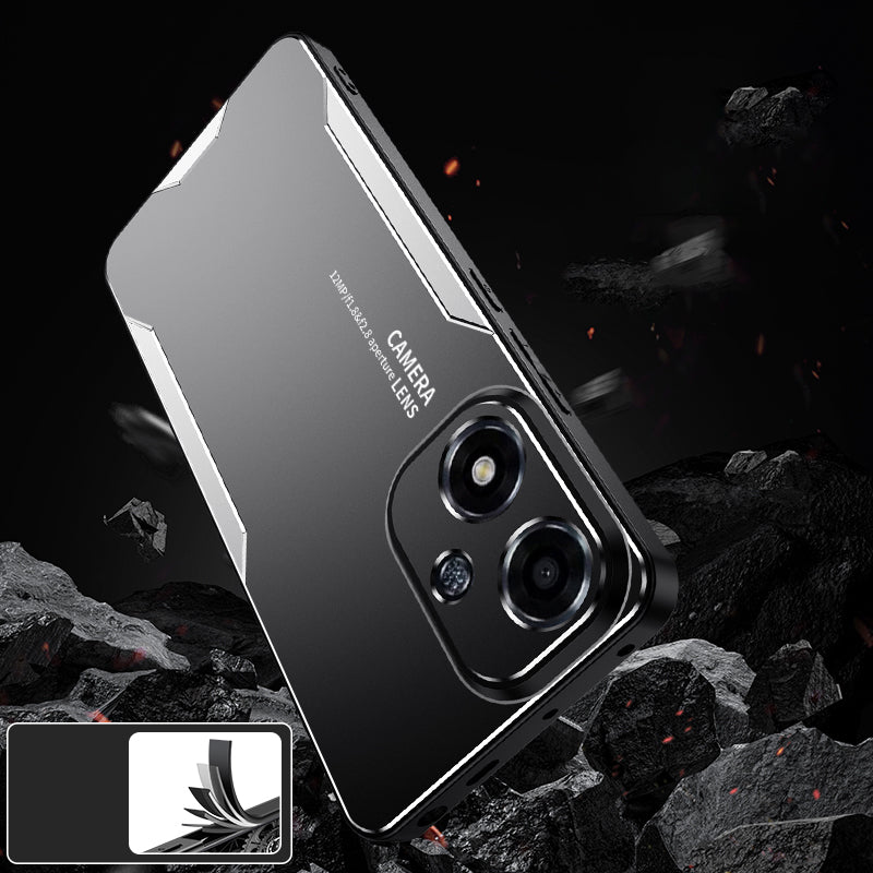 For Oppo A2m 5G Phone Case Aluminium Alloy+PC+TPU Cover Shock Absorption - Gold