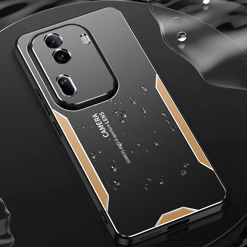 For Oppo Reno11 (China) 5G / Reno11 Pro 5G (Global) Phone Case Aluminium Alloy Back TPU Frame Cover Anti Fingerprint - Gold