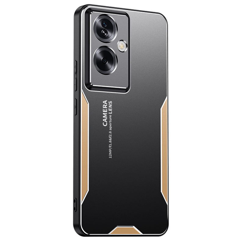 For Oppo A79 5G / A2 5G Phone Case Shockproof Tough Rugged Armor Aluminium Alloy Back Cover - Gold