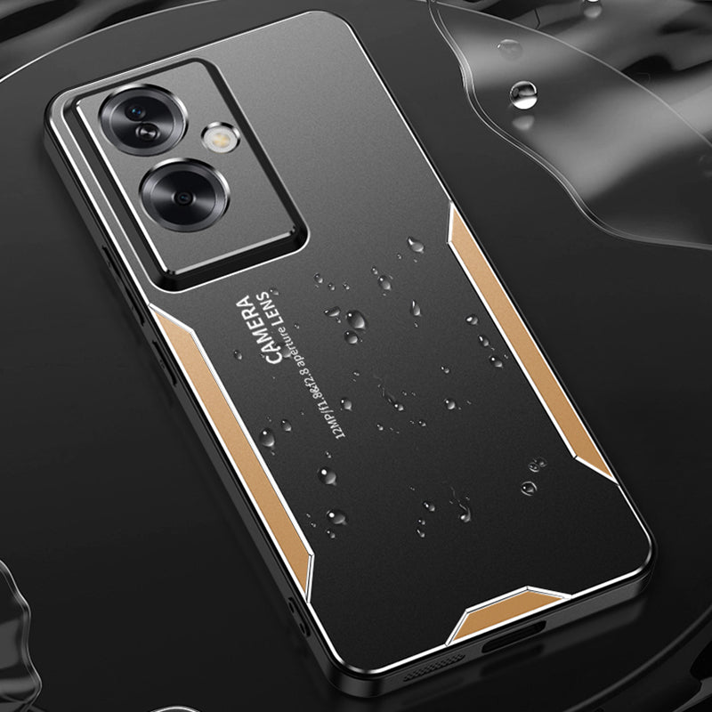 For Oppo A79 5G / A2 5G Phone Case Shockproof Tough Rugged Armor Aluminium Alloy Back Cover - Gold