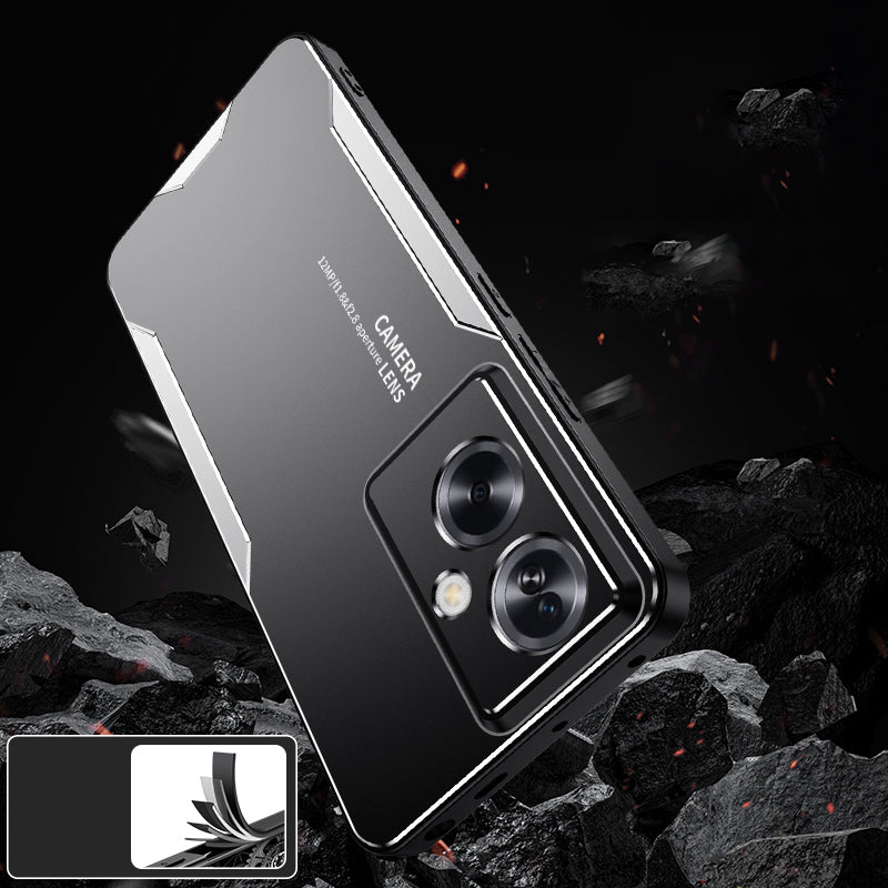 For Oppo A79 5G / A2 5G Phone Case Shockproof Tough Rugged Armor Aluminium Alloy Back Cover - Gold