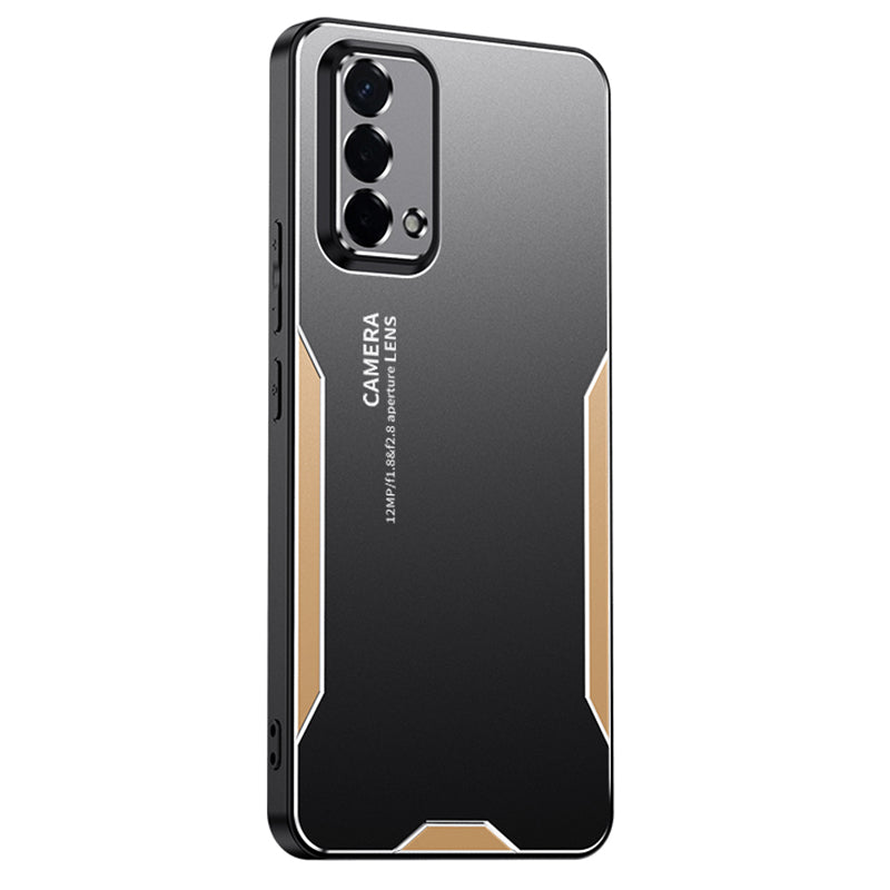 For Oppo A93 5G Aluminum Alloy Case Camera Protection Matte Phone Cover - Gold