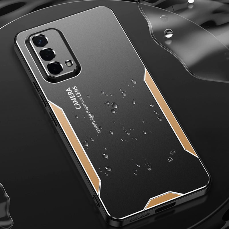 For Oppo A93 5G Aluminum Alloy Case Camera Protection Matte Phone Cover - Gold