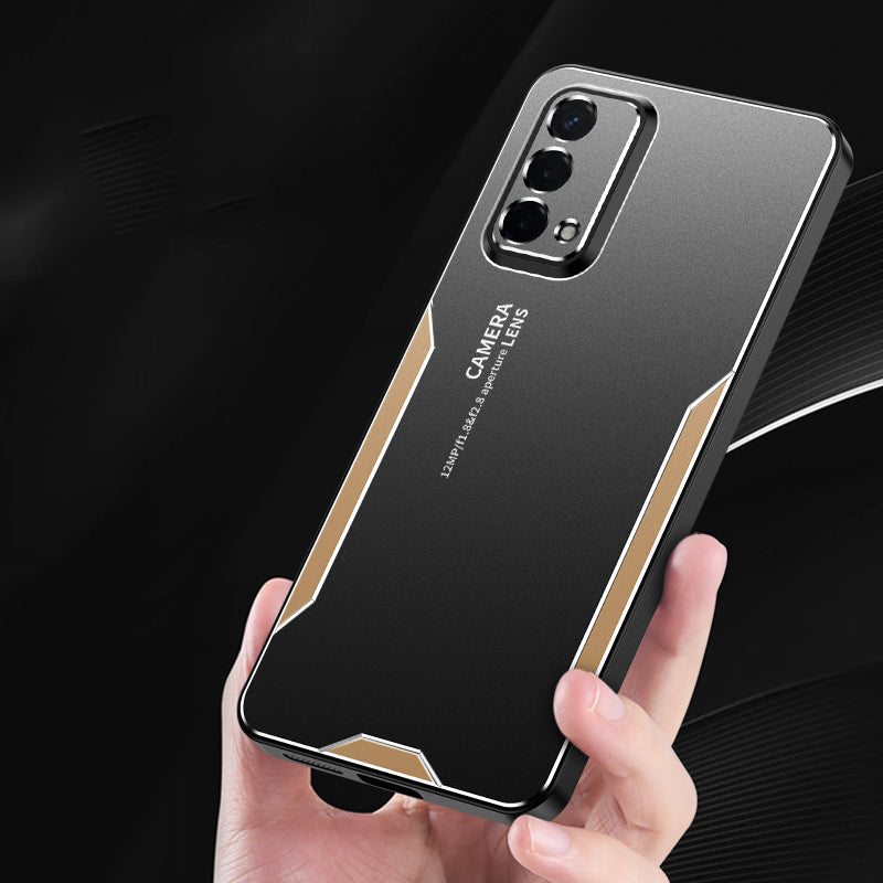 For Oppo A93 5G Aluminum Alloy Case Camera Protection Matte Phone Cover - Gold