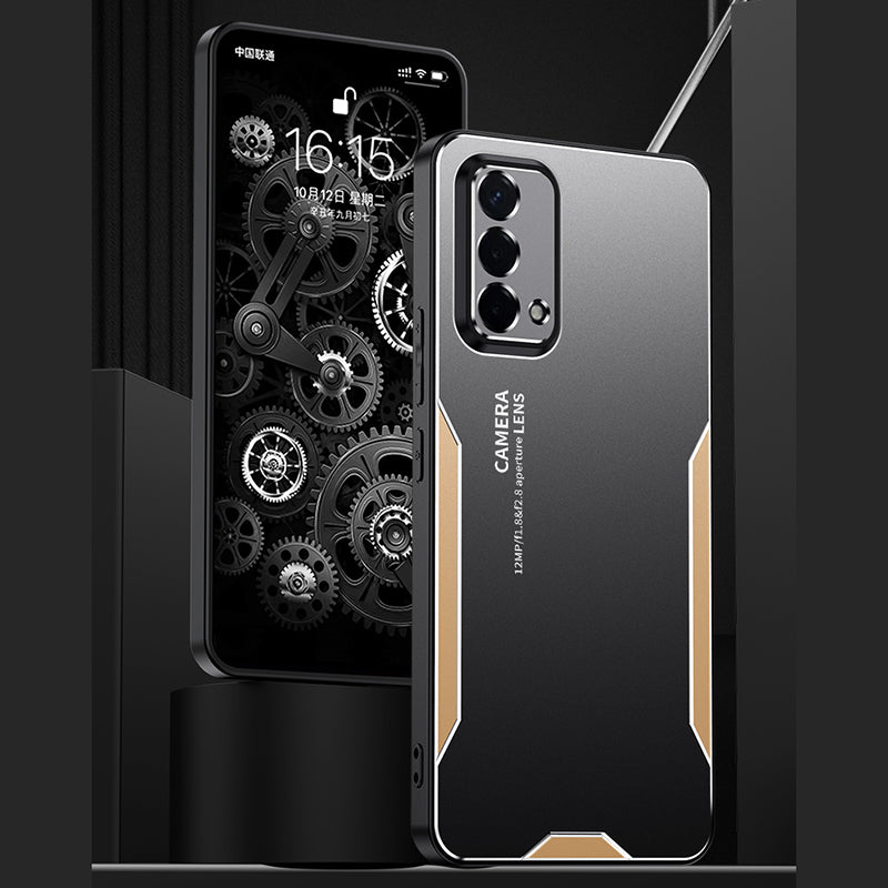 For Oppo A93 5G Aluminum Alloy Case Camera Protection Matte Phone Cover - Gold