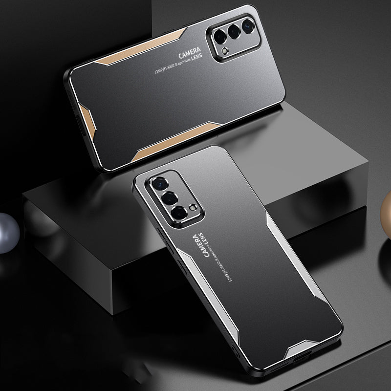 For Oppo A93 5G Aluminum Alloy Case Camera Protection Matte Phone Cover - Gold