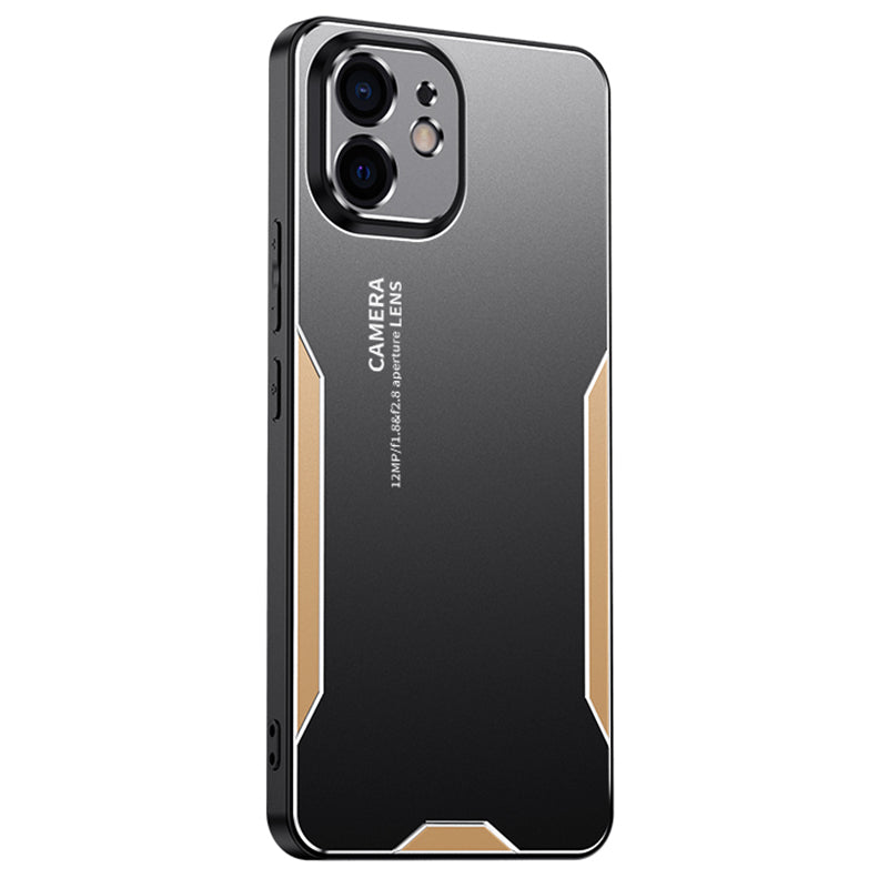 For iPhone 12 Phone Case Aluminum Alloy+PC+TPU Military Grade Shockproof Cover - Gold