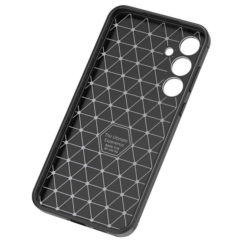 For Samsung Galaxy A55 5G TPU Case Carbon Fiber Texture Slim-Fit Mobile Phone Cover