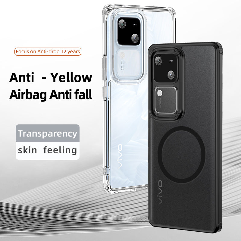 For vivo S18 5G Magnetic Case Compatible with MagSafe Slim Shockproof Phone Cover - Matte Black