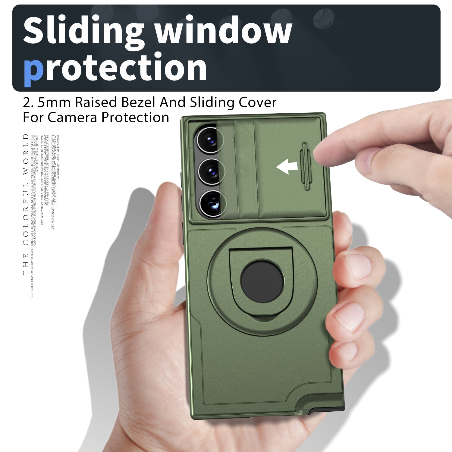 For Samsung Galaxy S23 Ultra Magnetic Phone Case N52 Magnet+PC+TPU Drop-resistant Kickstand Cover - Blackish Green