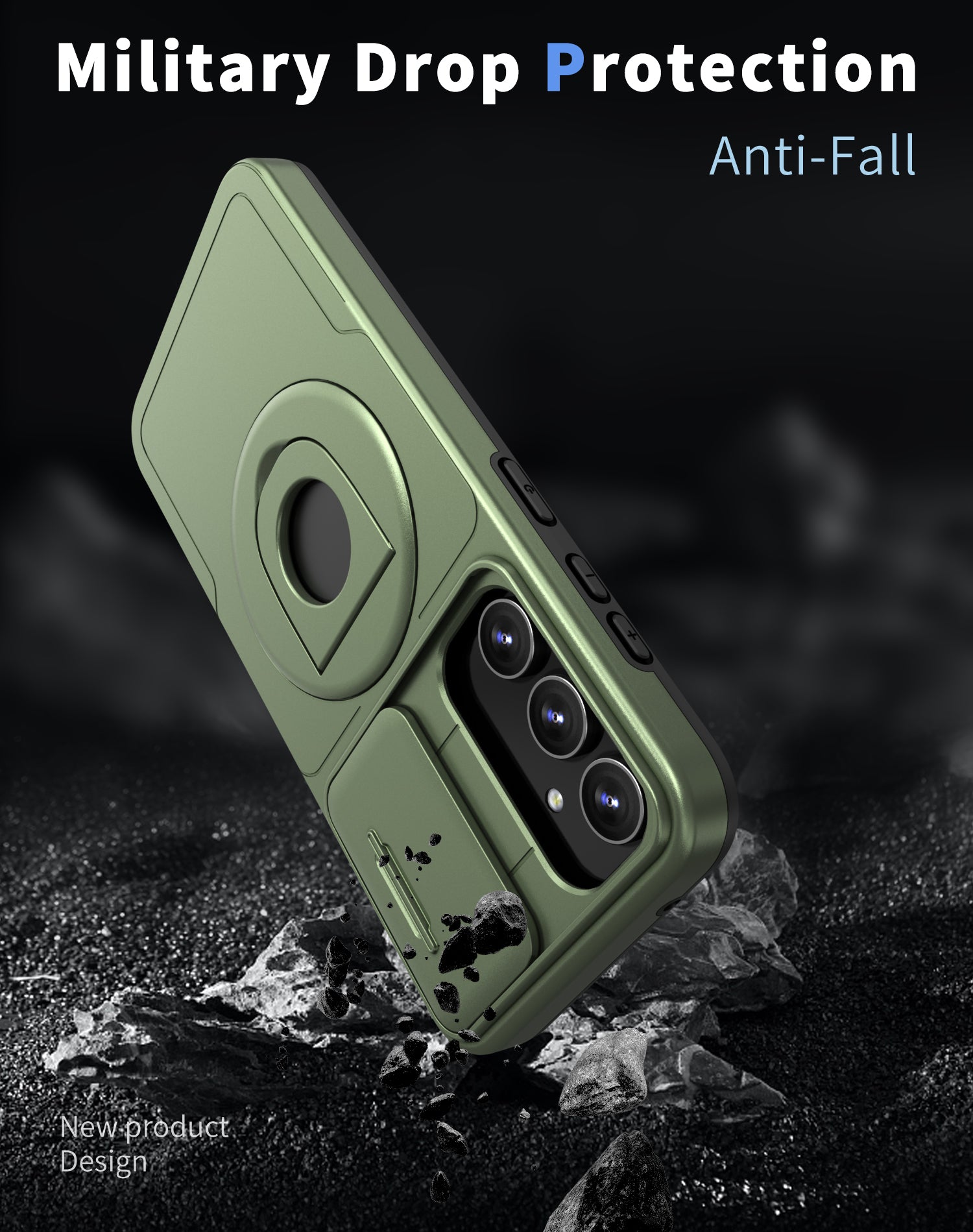 For Samsung Galaxy S23 FE Case PC+TPU+N52 Magnet Phone Protective Shell Compatible with MagSafe - Green