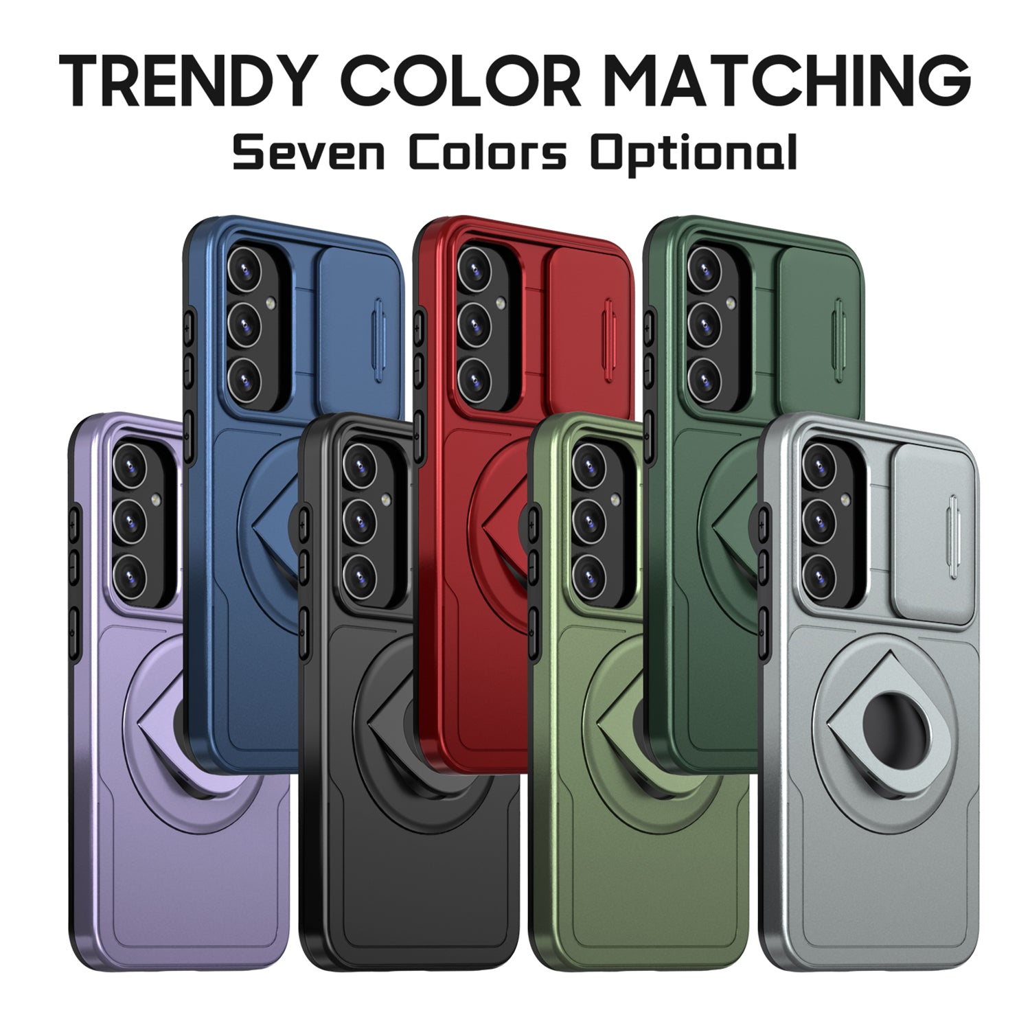 For Samsung Galaxy S23 FE Case PC+TPU+N52 Magnet Phone Protective Shell Compatible with MagSafe - Green