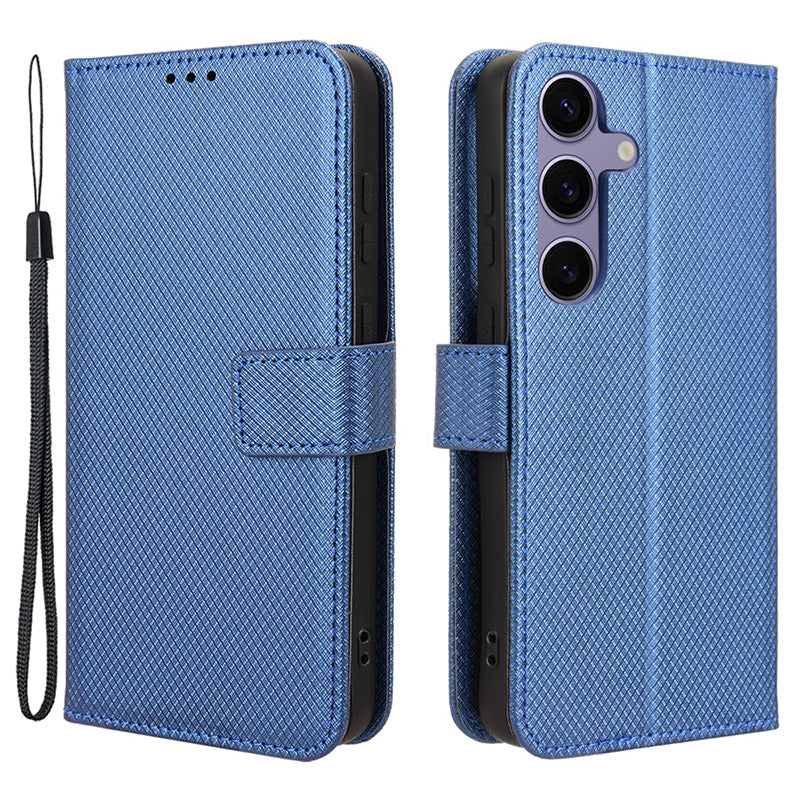 For Samsung Galaxy S24+ Walelt Leather Case Phone Stand Diamond Texture - Black