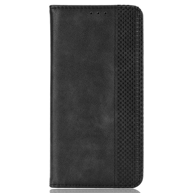 For Samsung Galaxy S24 Retro Phone Case Magnetic Closing Wallet Leather Cover - Black