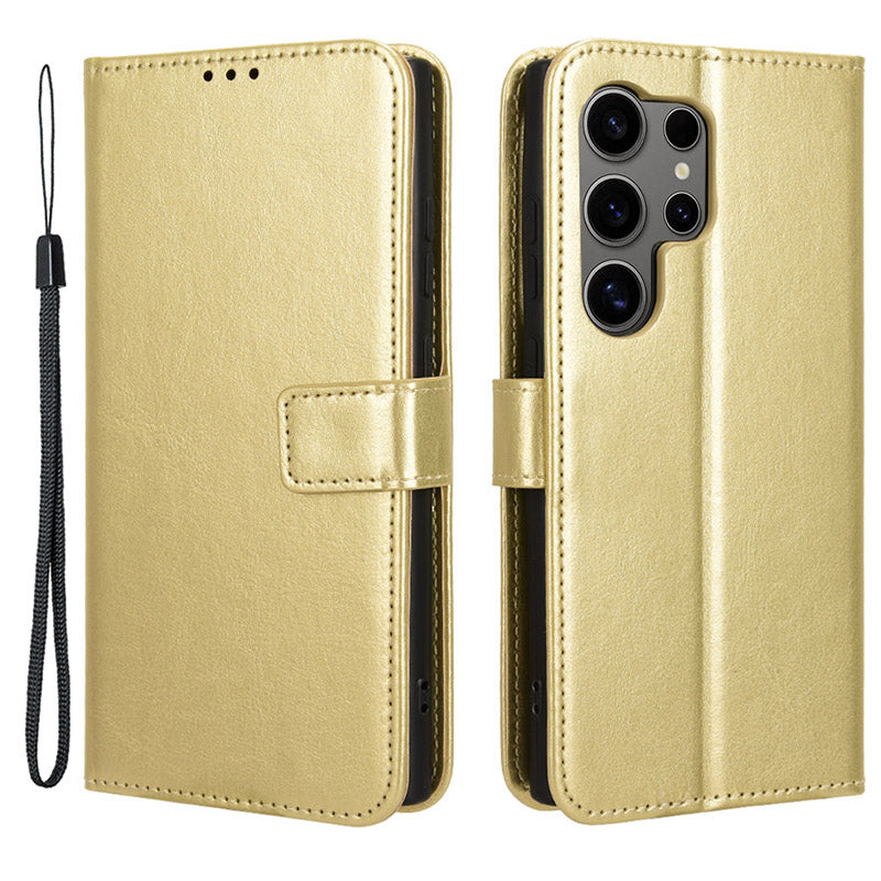 For Samsung Galaxy S24 Ultra Phone Leather Case Protective Cover with Wallet Stand - Black