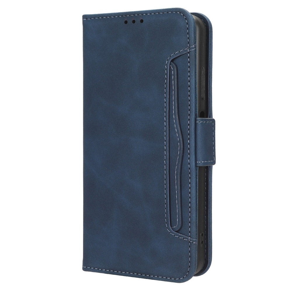 For Samsung Galaxy S24+ Multiple Card Slots Leather Case with Wallet Stand - Blue