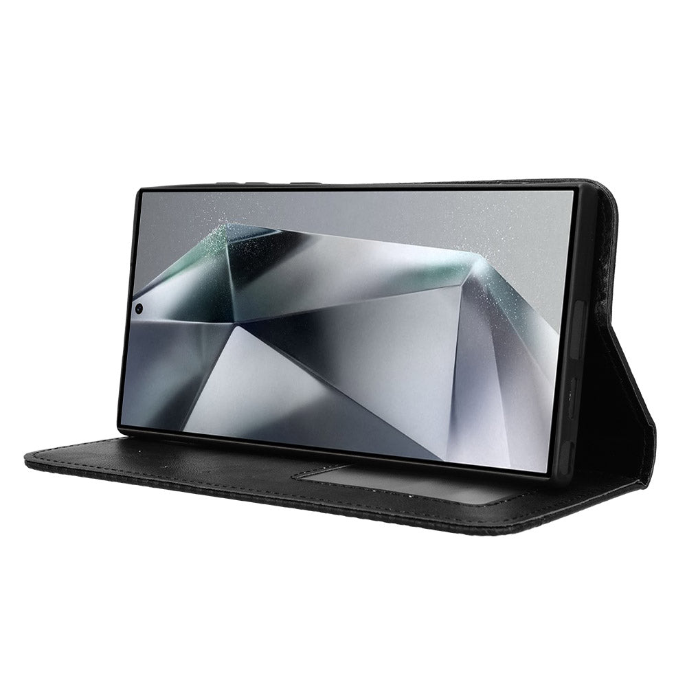 For Samsung Galaxy S24 Ultra PU Leather Case Flip Phone Wallet Cover - Black