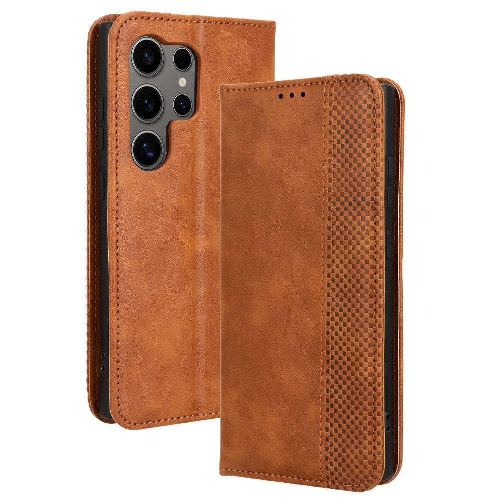 For Samsung Galaxy S24 Ultra PU Leather Case Flip Phone Wallet Cover - Black