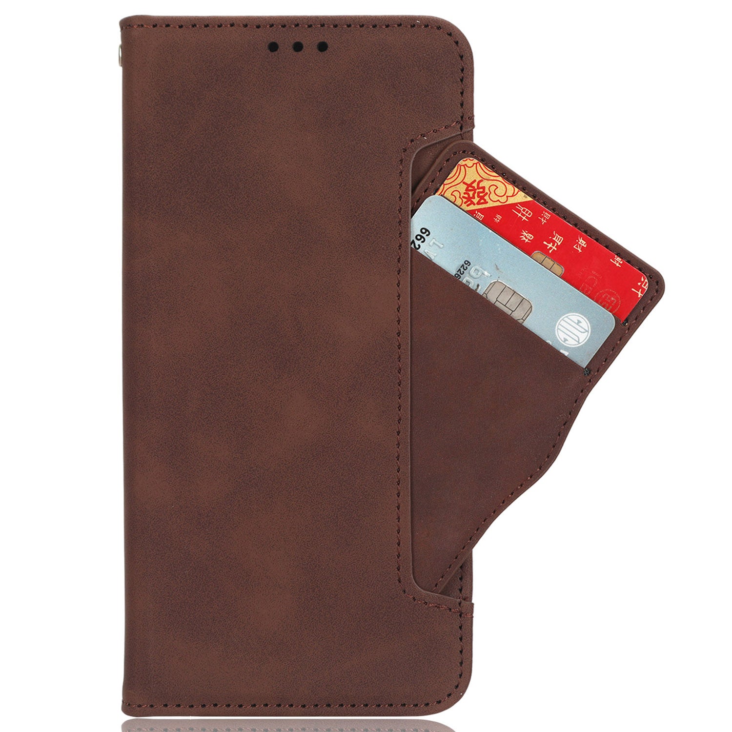 For Samsung Galaxy S24 Leather Phone Case Stand Multiple Card Slots - Brown