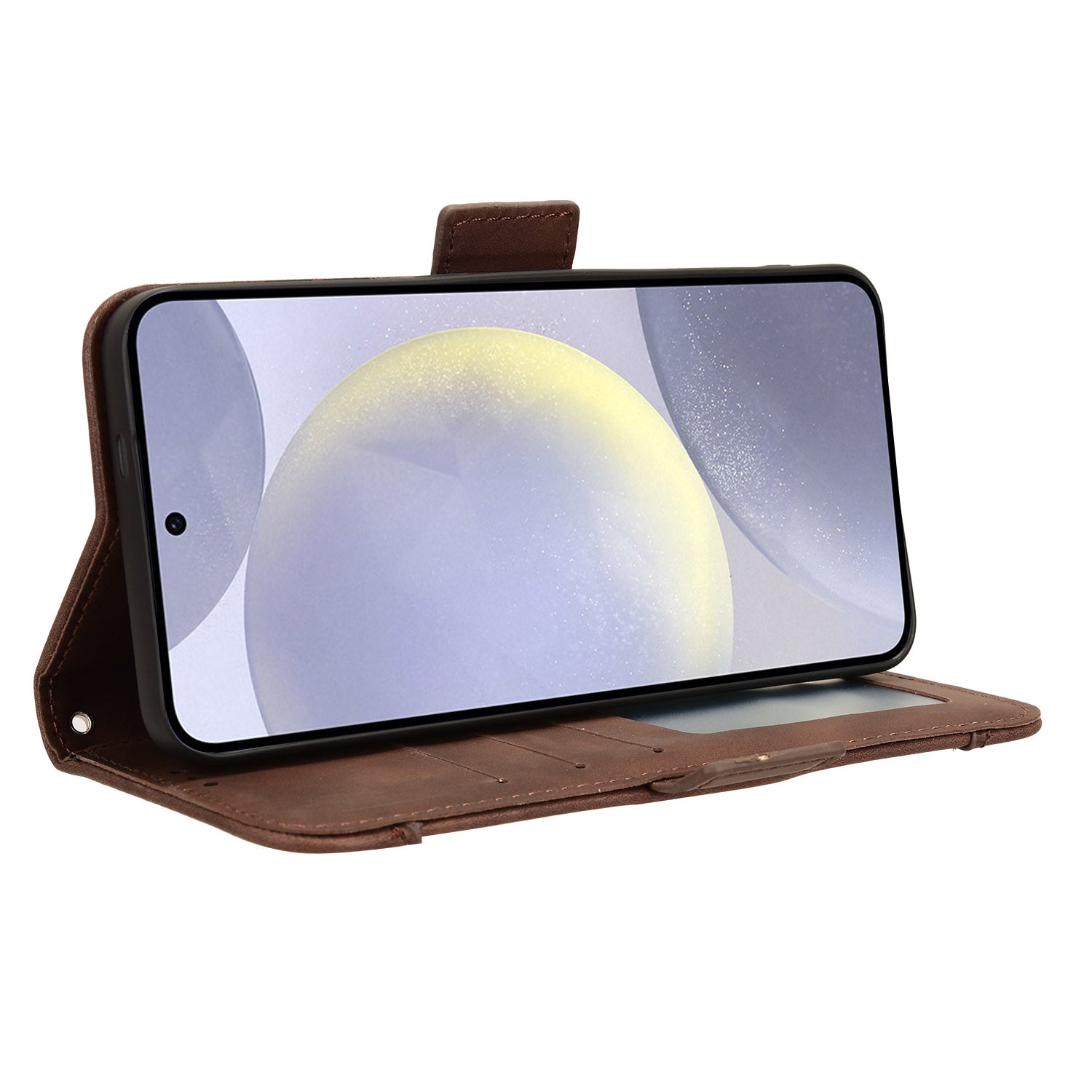 For Samsung Galaxy S24 Leather Phone Case Stand Multiple Card Slots - Brown