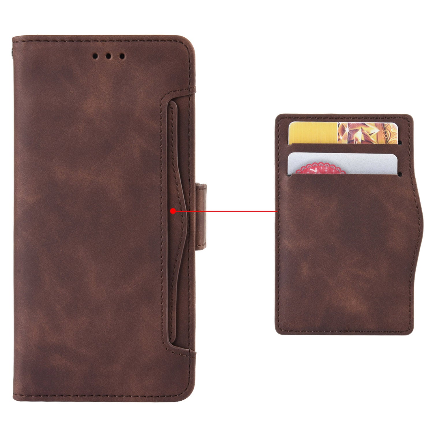 For Samsung Galaxy S24 Leather Phone Case Stand Multiple Card Slots - Brown