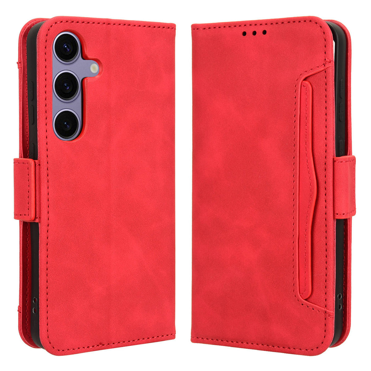 For Samsung Galaxy S24 Leather Phone Case Stand Multiple Card Slots - Brown