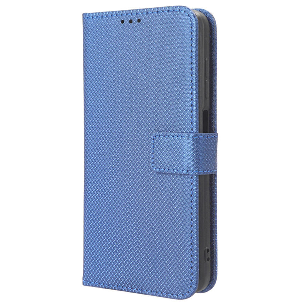 For Samsung Galaxy S24 Ultra Phone Case Wallet Leather Cover Diamond Texture - Blue